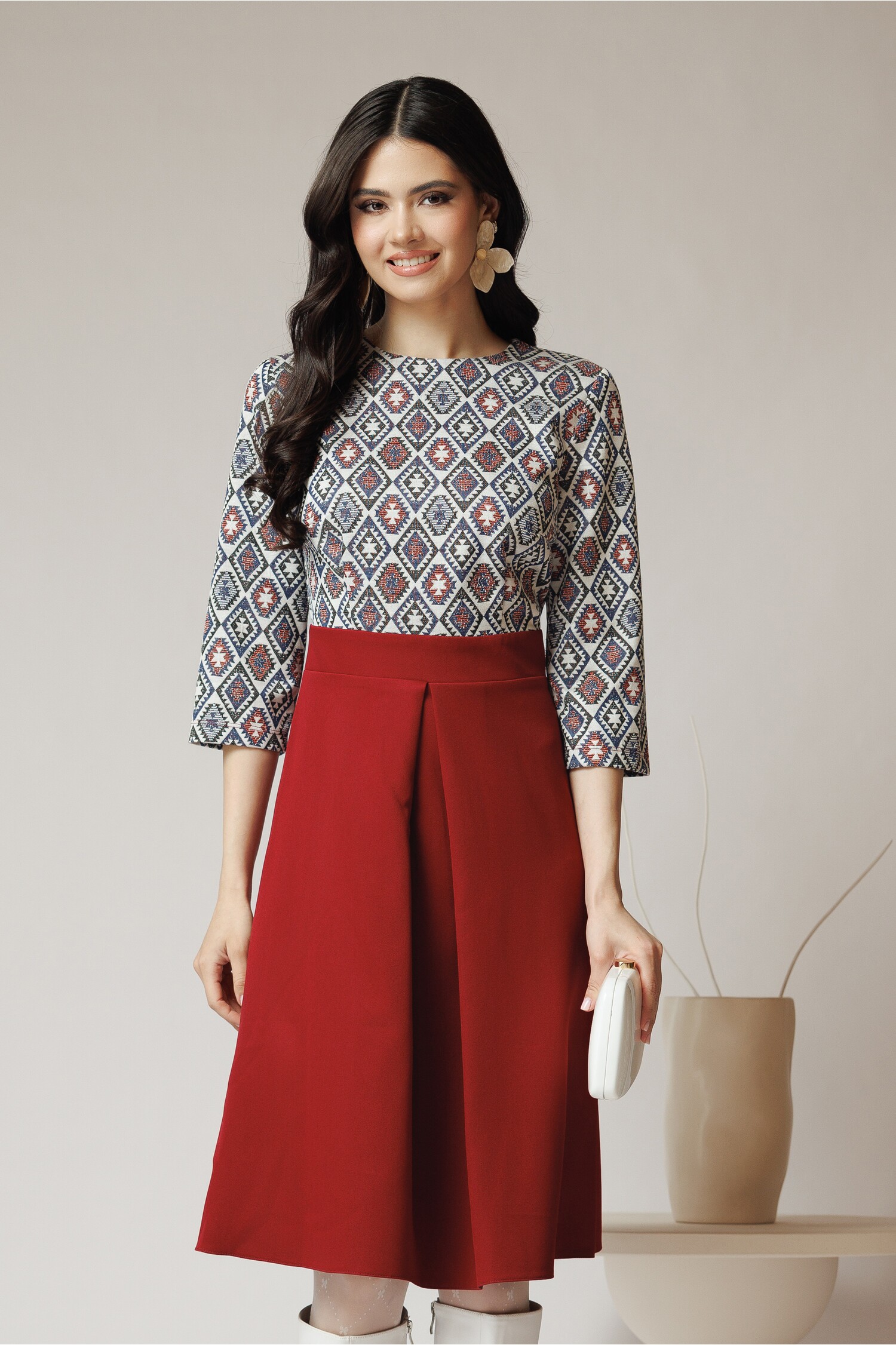 Rochie Office Bordo DY Fashion Eleganță