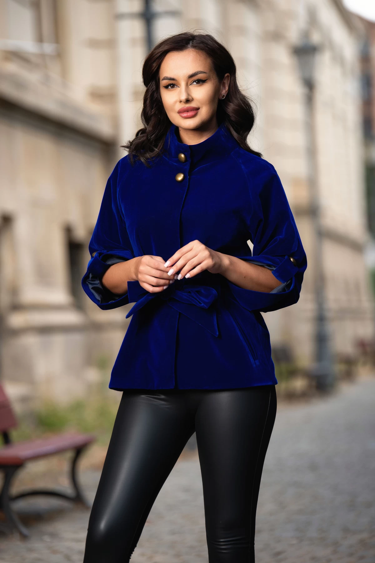 Jacheta Effect Velvet Albastru Royal