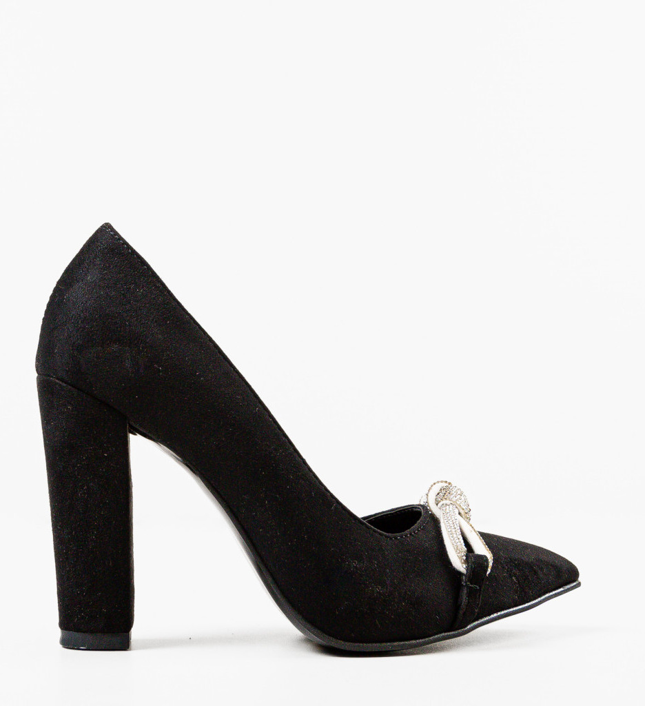Pantofi dama Birline Negri eleganți cu toc - imagine 4