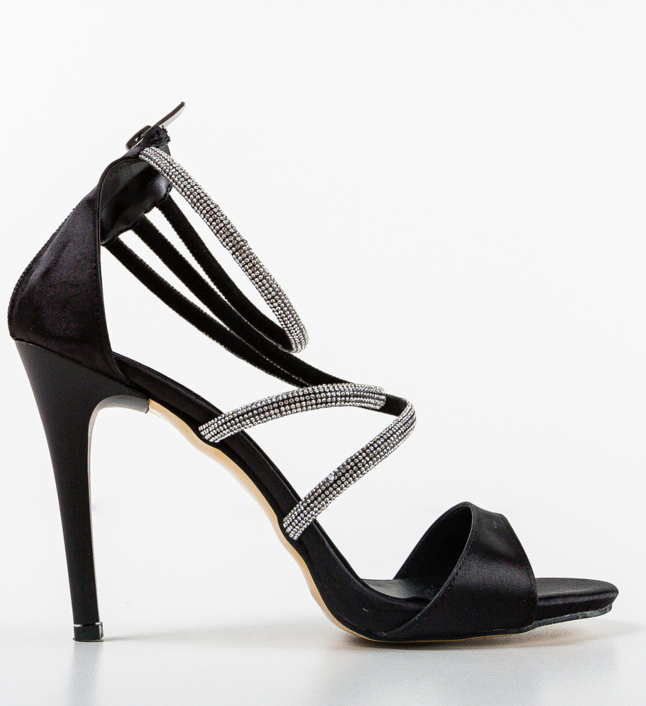Sandale Mitrei Negre cu Toc Elegante - imagine 5