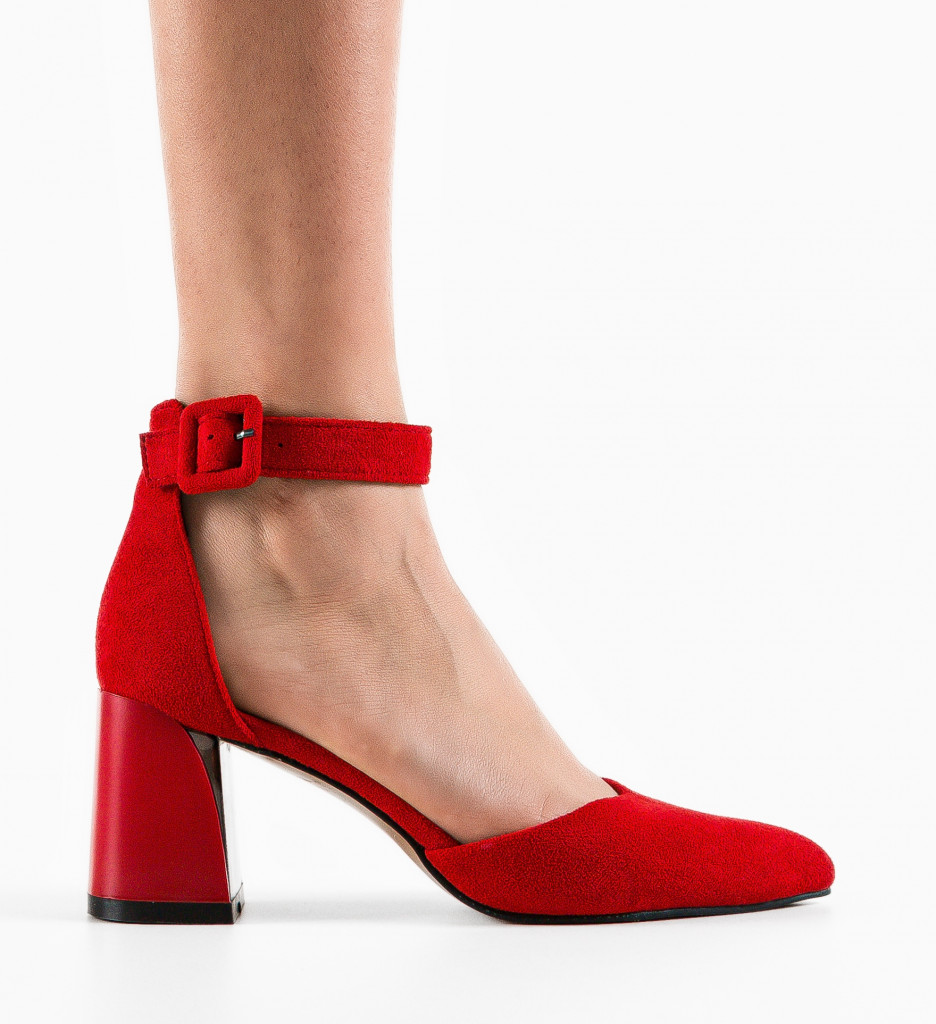 Pantofi Dama Gora Rosii cu Toc Eleganti