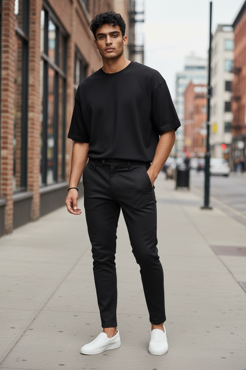 Pantaloni Eleganți Bărbați Negri Conici B1734 - imagine 2