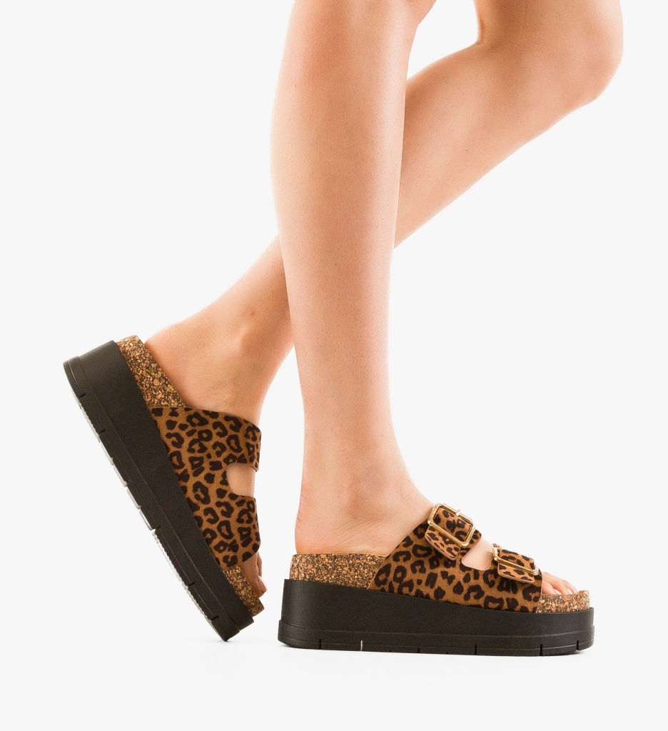 Papuci Dama Olive Animal Print - Eleganță și Stil - imagine 2
