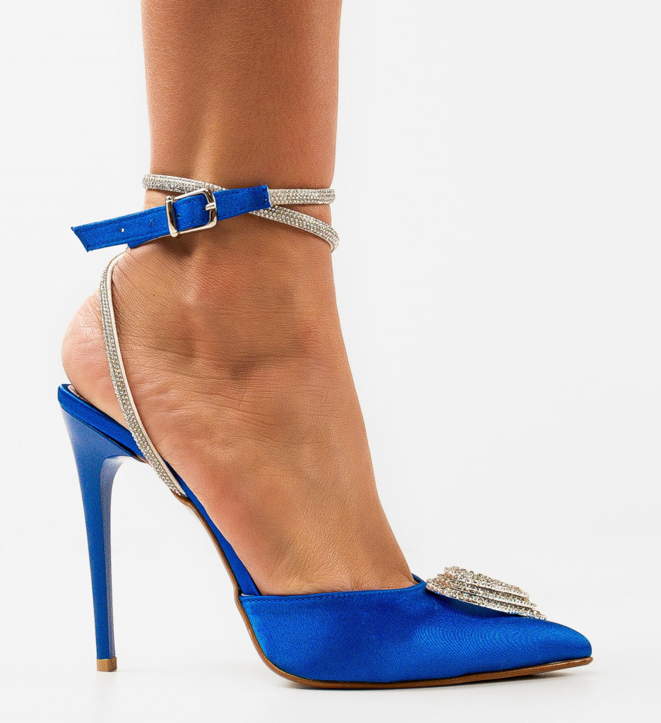 Pantofi Dama Albastri cu Toc Eleganți Tabaga - imagine 4