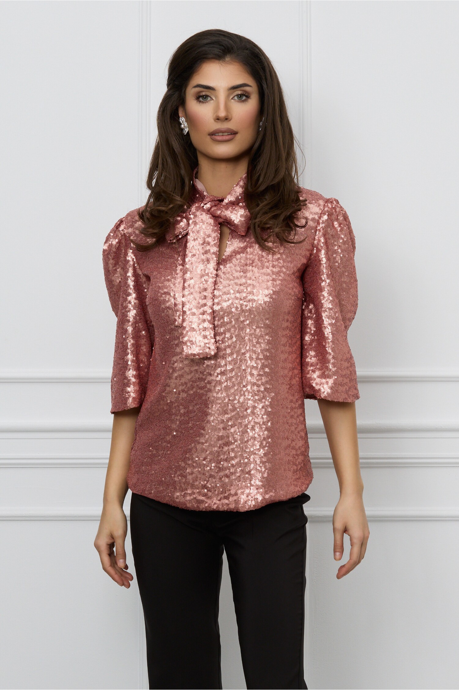 Bluza Rose din Paiete cu Funda - Dy Fashion