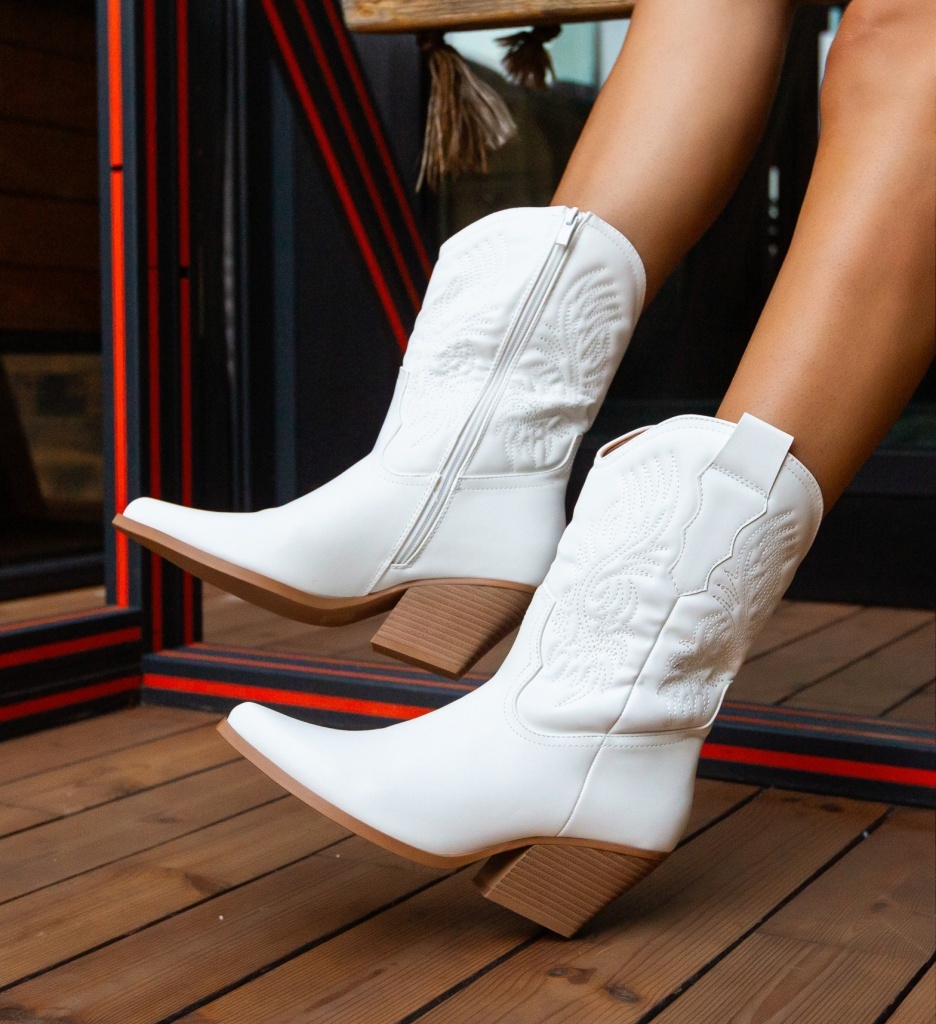 Botine Dama Aspasia Albe | Eleganță și Confort - imagine 2