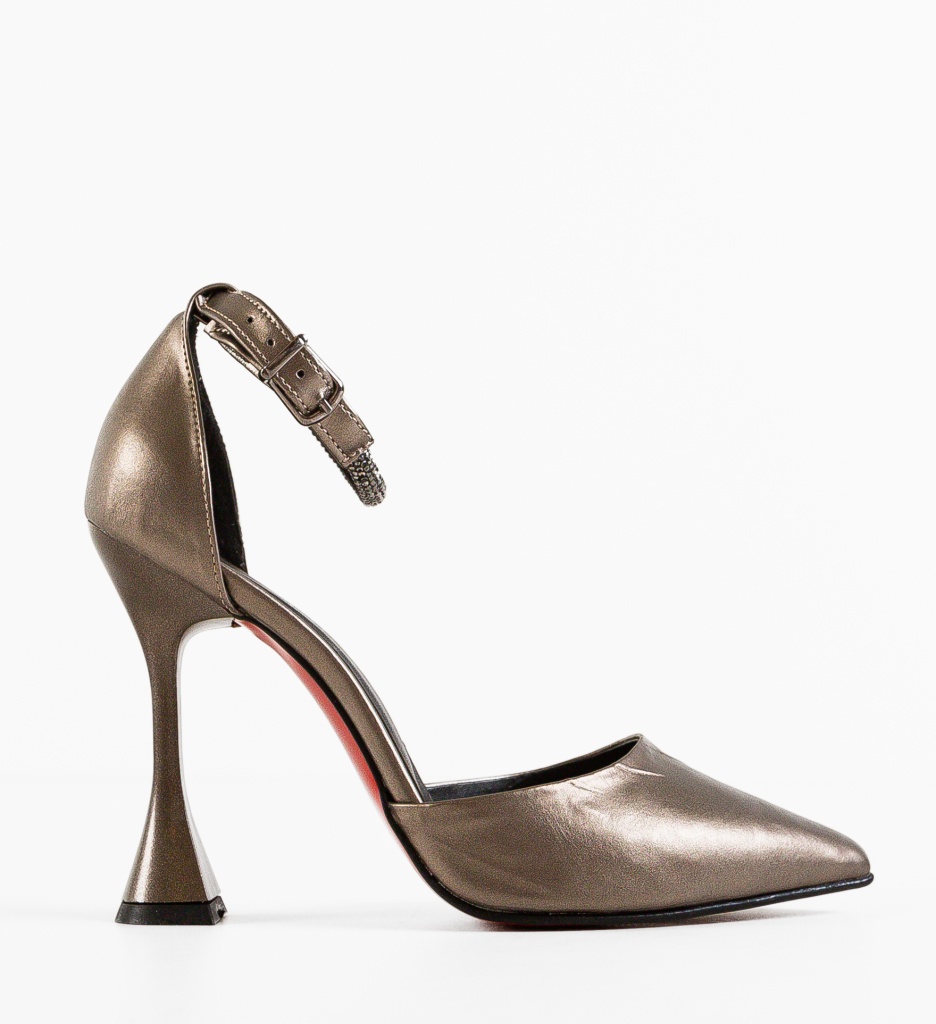 Pantofi Eraty Gri Eleganți cu Toc - imagine 6