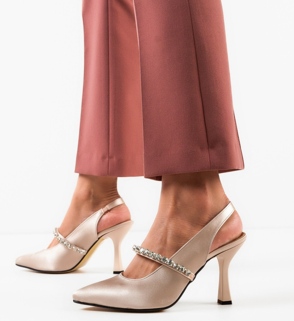 Pantofi Cook Bej | Toc Elegant Dama - imagine 3