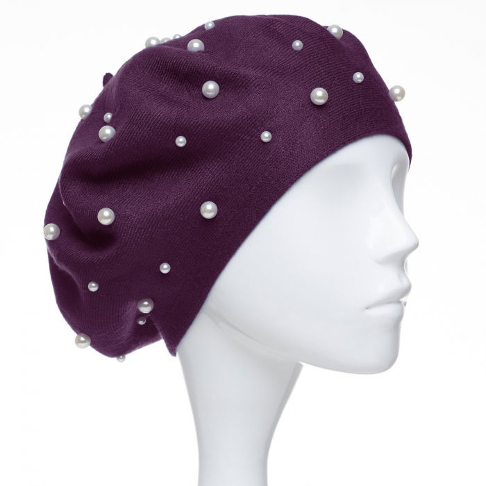 Bereta Mov cu Perle Shopika | Eleganță Asigurată - imagine 1