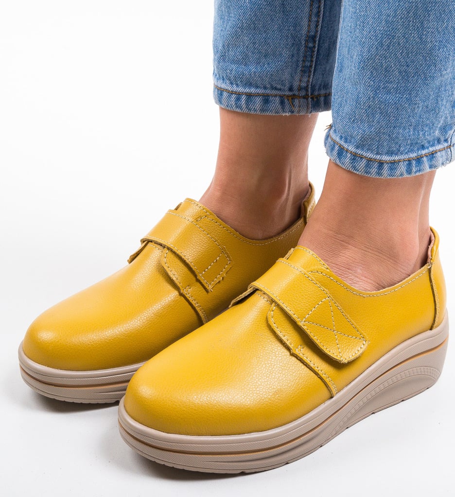 Pantofi Onionte Galbeni | Stil Casual Confortabil - imagine 4