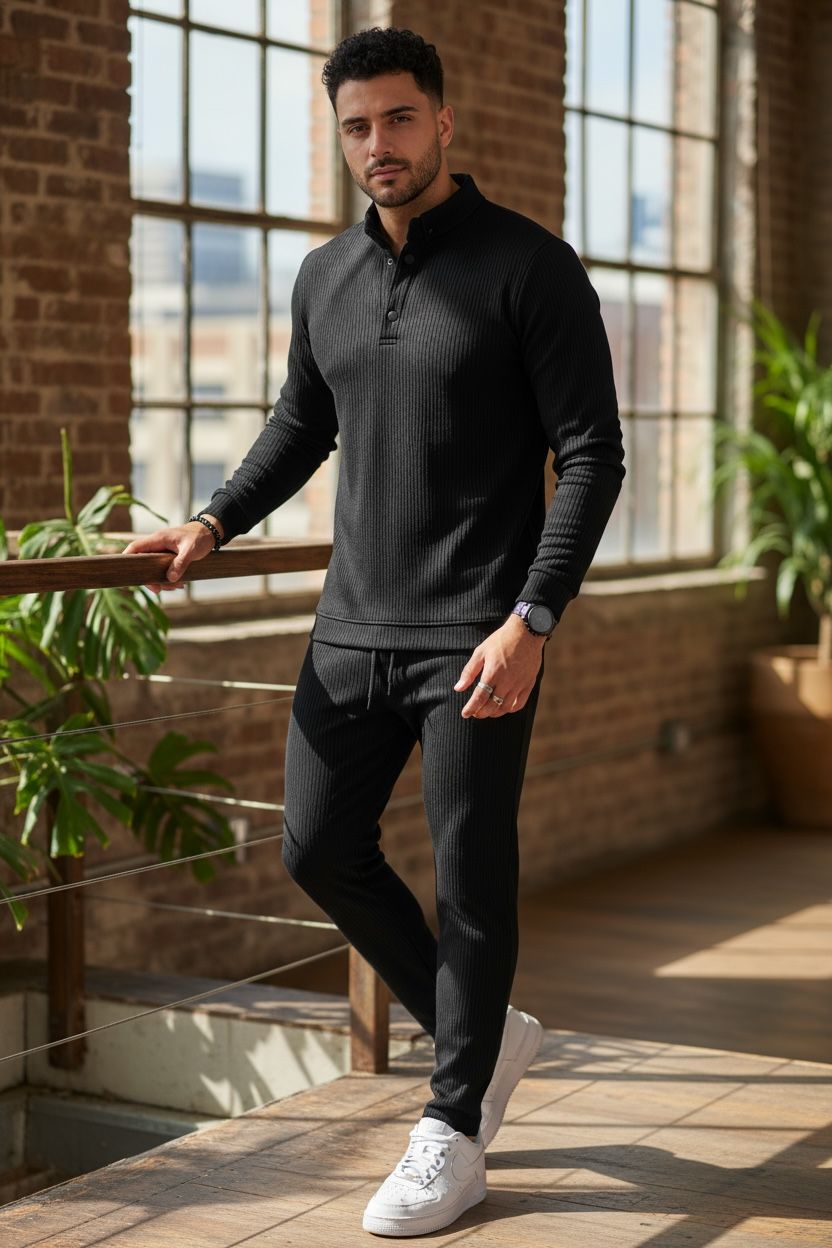 Trening Barbati Slim Fit Negru | Eleganță Sport