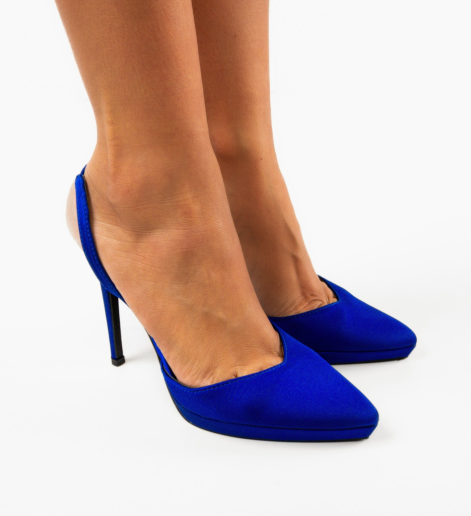 Pantofi Sisel Albastri Eleganți cu Toc - imagine 2