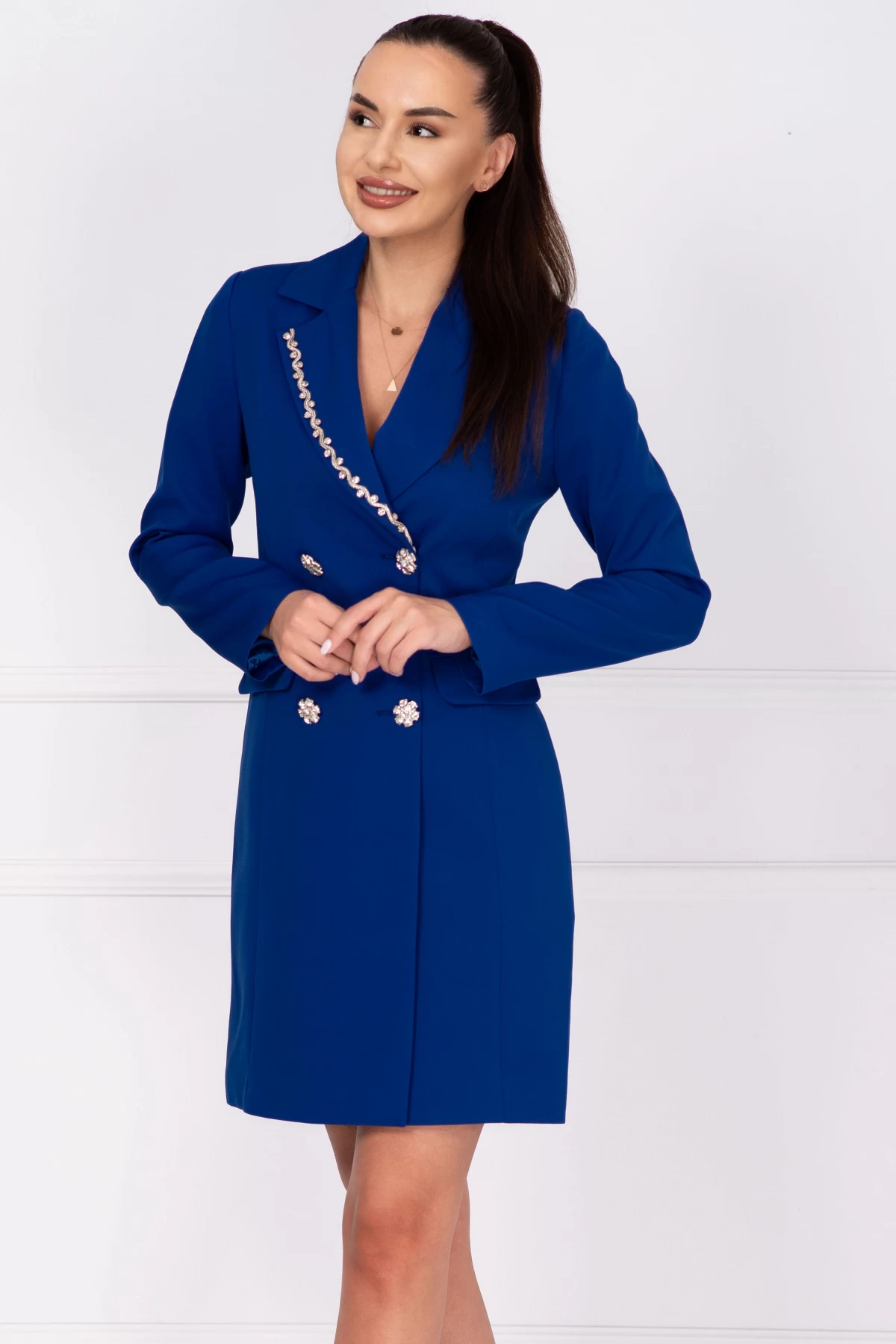 Rochie Albastru Royal Josephine cu Strassuri - imagine 1