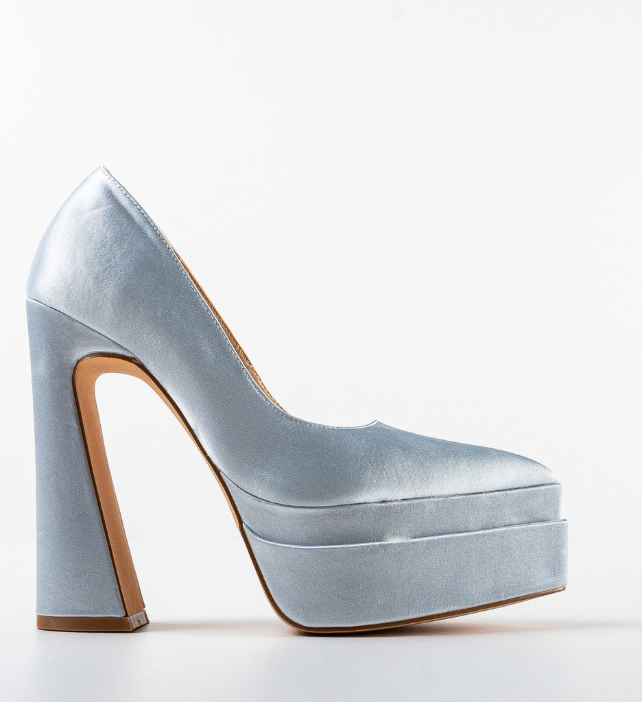 Pantofi Carweb Argintii Eleganți cu Toc - imagine 5