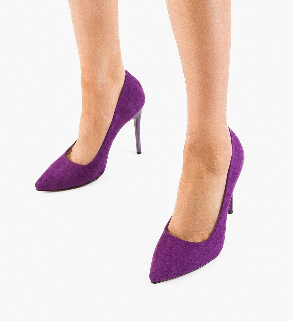 Pantofi Rytorya Mov Eleganți cu Toc - imagine 3