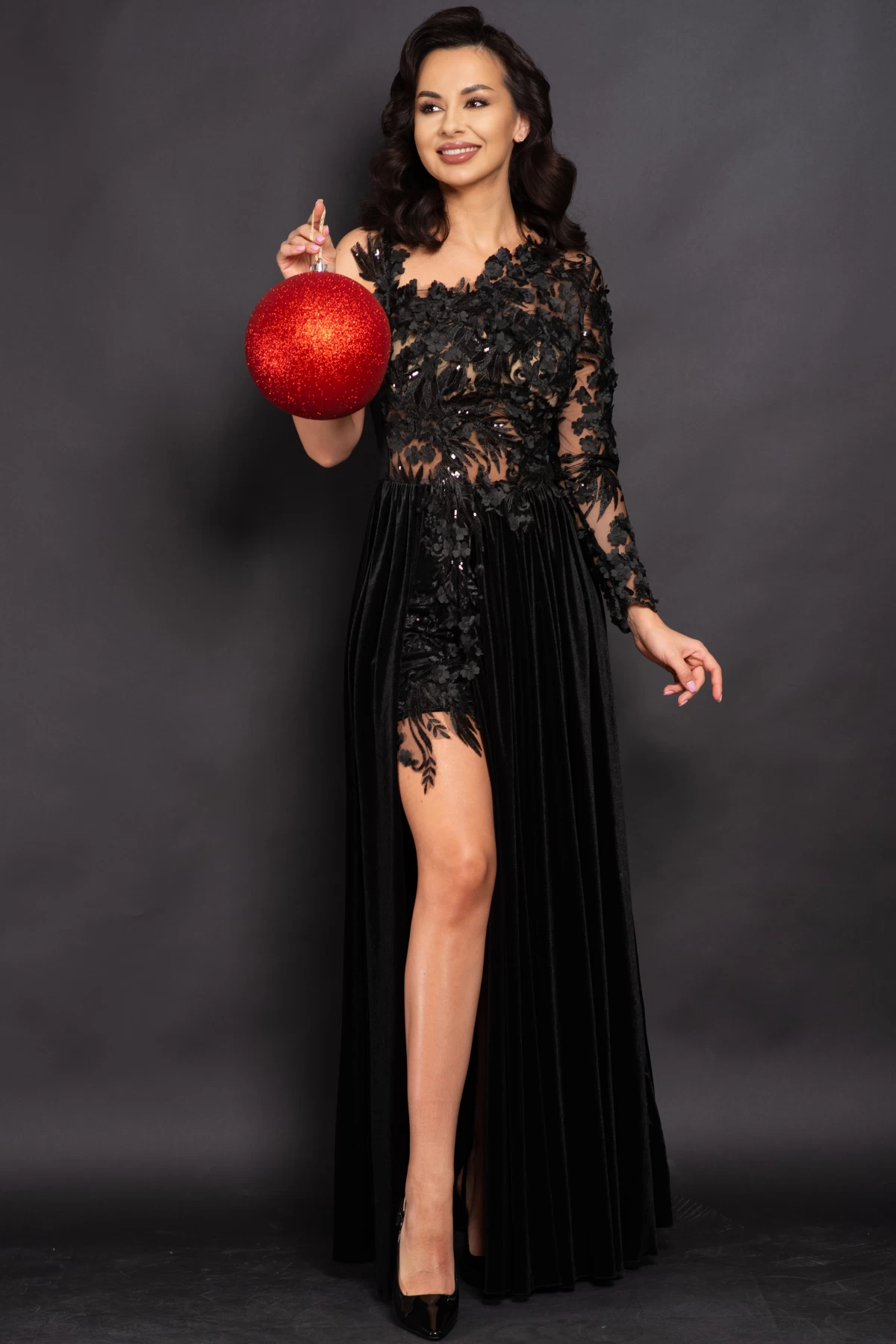 Rochie Chanttal Amandine cu flori 3D elegantă