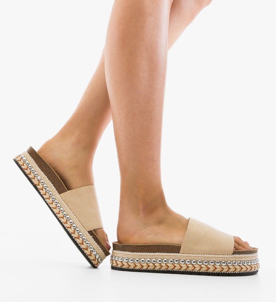 Papuci Dama Patyna Bej - Confort & Stil Casual - imagine 5