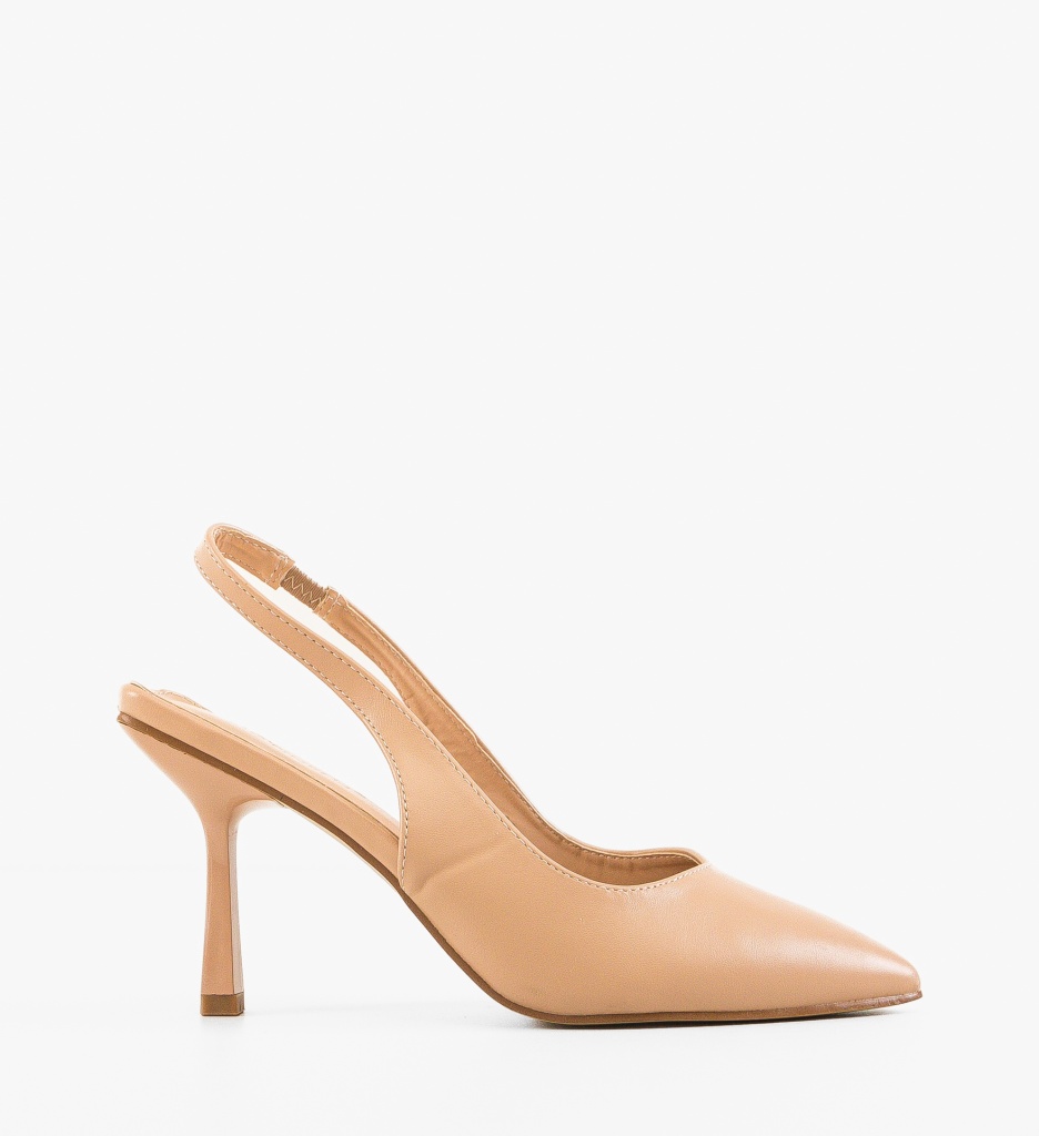 Pantofi dama Nude eleganți cu toc confortabil - imagine 6