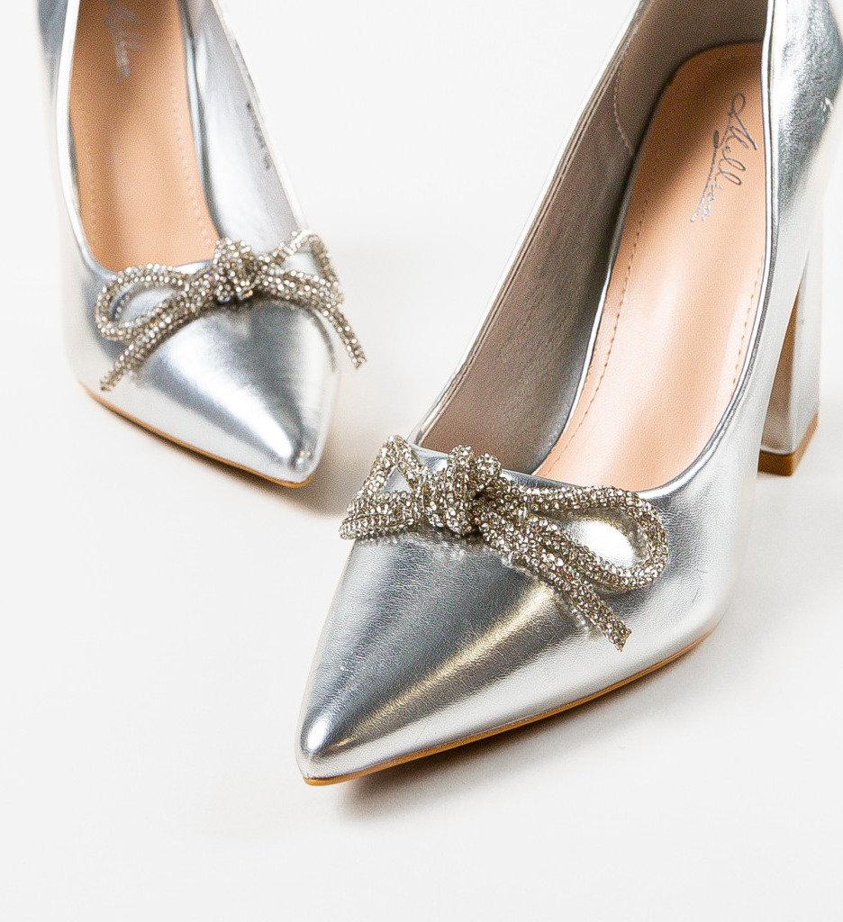 Pantofi Dama Argintii cu Toc - Eleganță și Stil - imagine 5