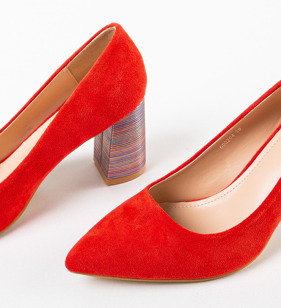 Pantofi Ferne Rosii cu Toc | Stil Elegant - imagine 6