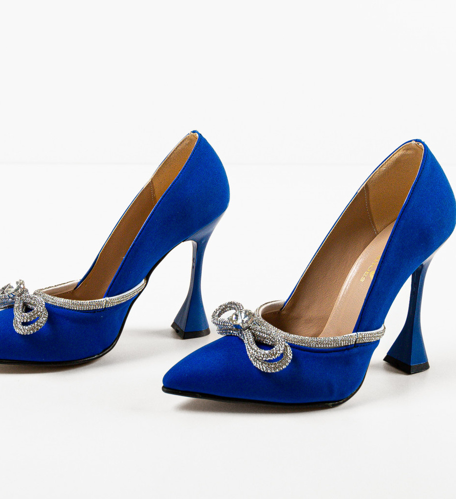 Pantofi dama Risgan albastri cu toc elegant - imagine 5