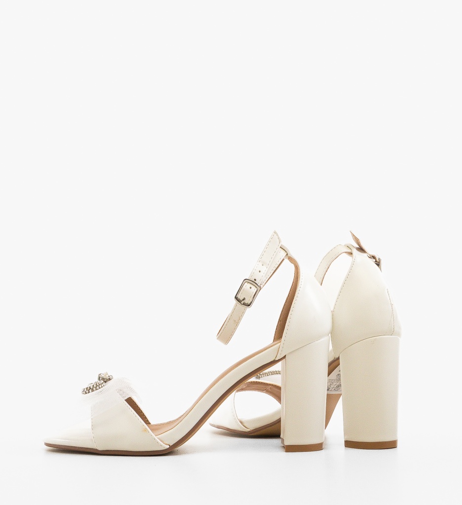 Sandale Demena Albe cu Toc Elegant - imagine 2