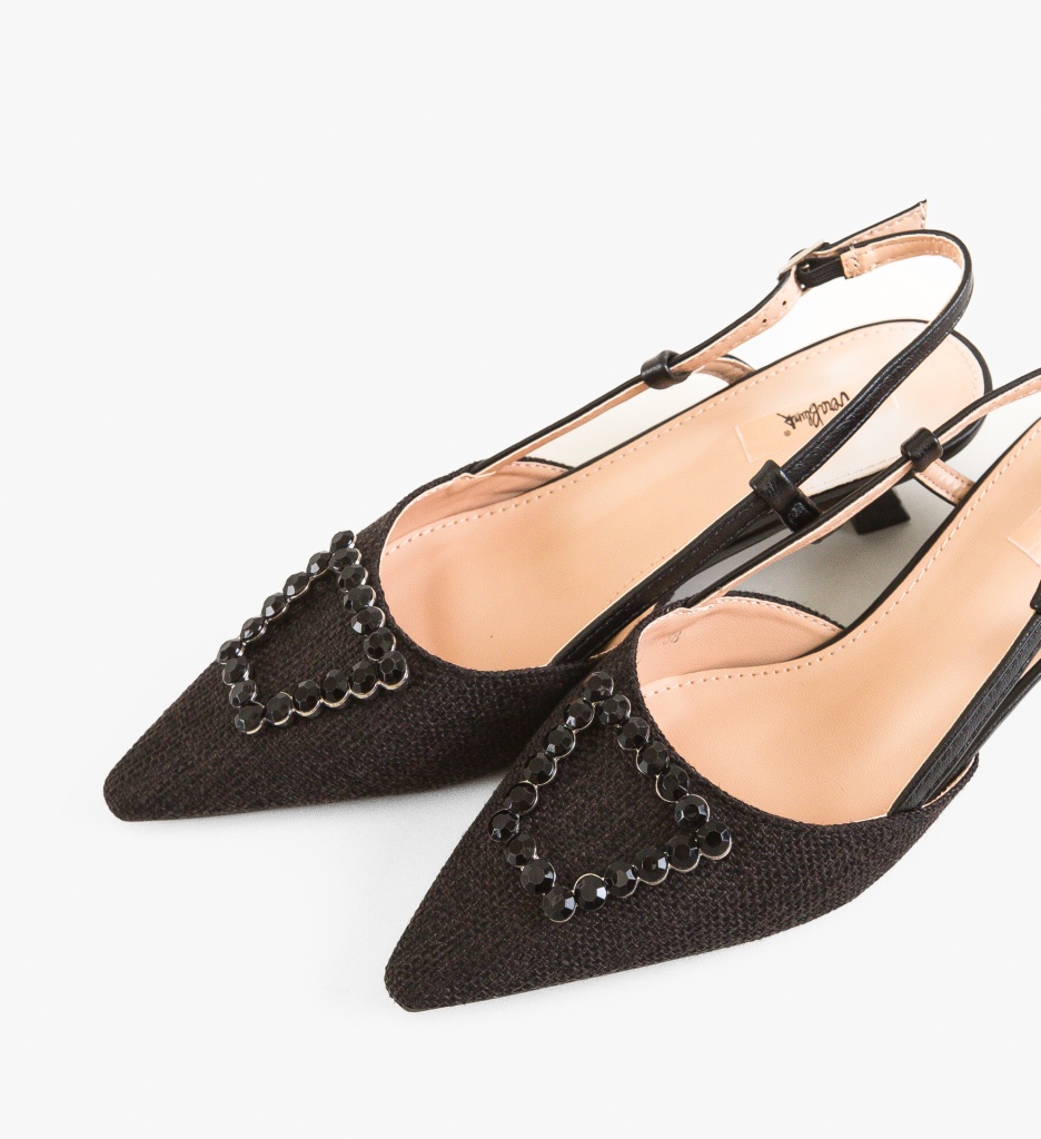 Pantofi Negri Dama Eleganți cu Toc - imagine 6