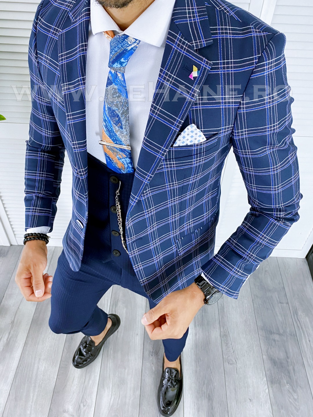 Sacou barbati in carouri slim fit B5589 P18-1.1