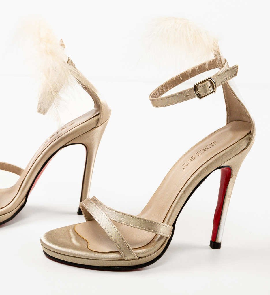 Sandale Dama Enyta Bej cu Toc Elegant - imagine 6