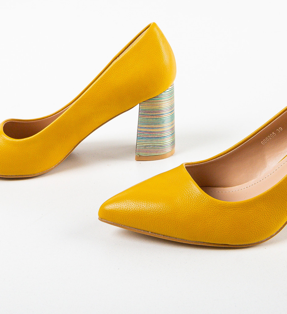 Pantofi Jaylen Galbeni cu Toc Eleganți - imagine 8