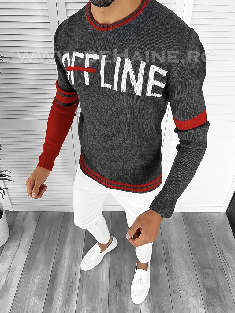 Pulover Barbati Slim Fit Gri Stil Zara Elegant