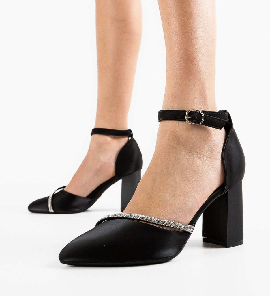 Pantofi Dama Dem cu Toc Eleganți Negri - imagine 3