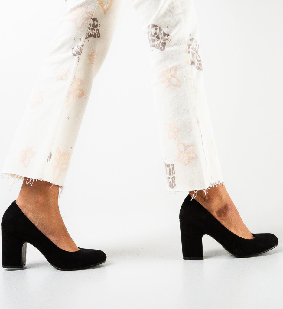 Pantofi Lenno Negri cu Toc Elegant - imagine 2