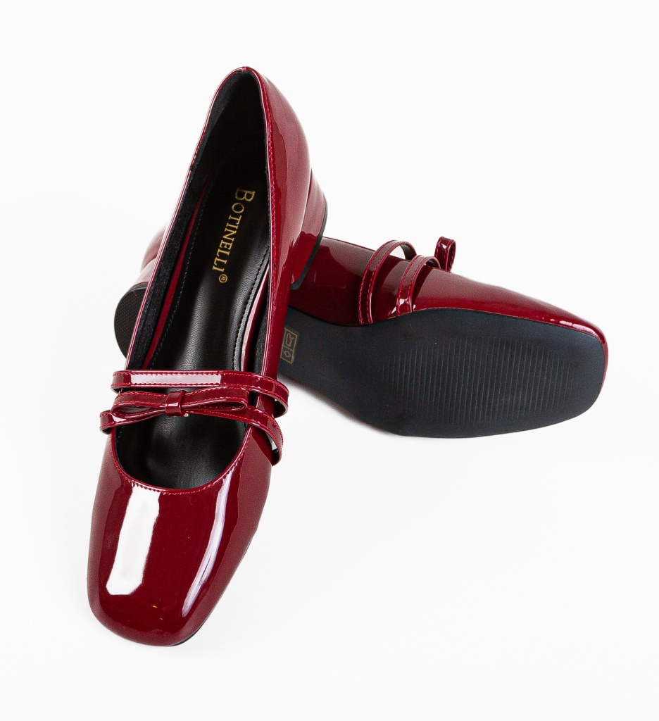 Pantofi Tospe Grena Eleganți cu Toc - imagine 7