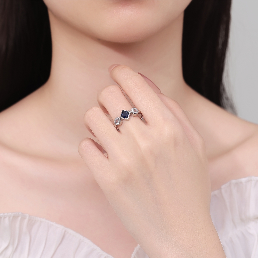 Inel Argint Delis cu Piatra Albastra, Elegant - imagine 2