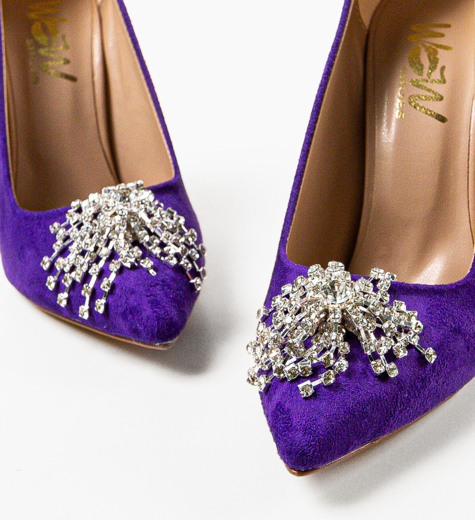 Pantofi Yerer Mov cu Toc Eleganți - imagine 5