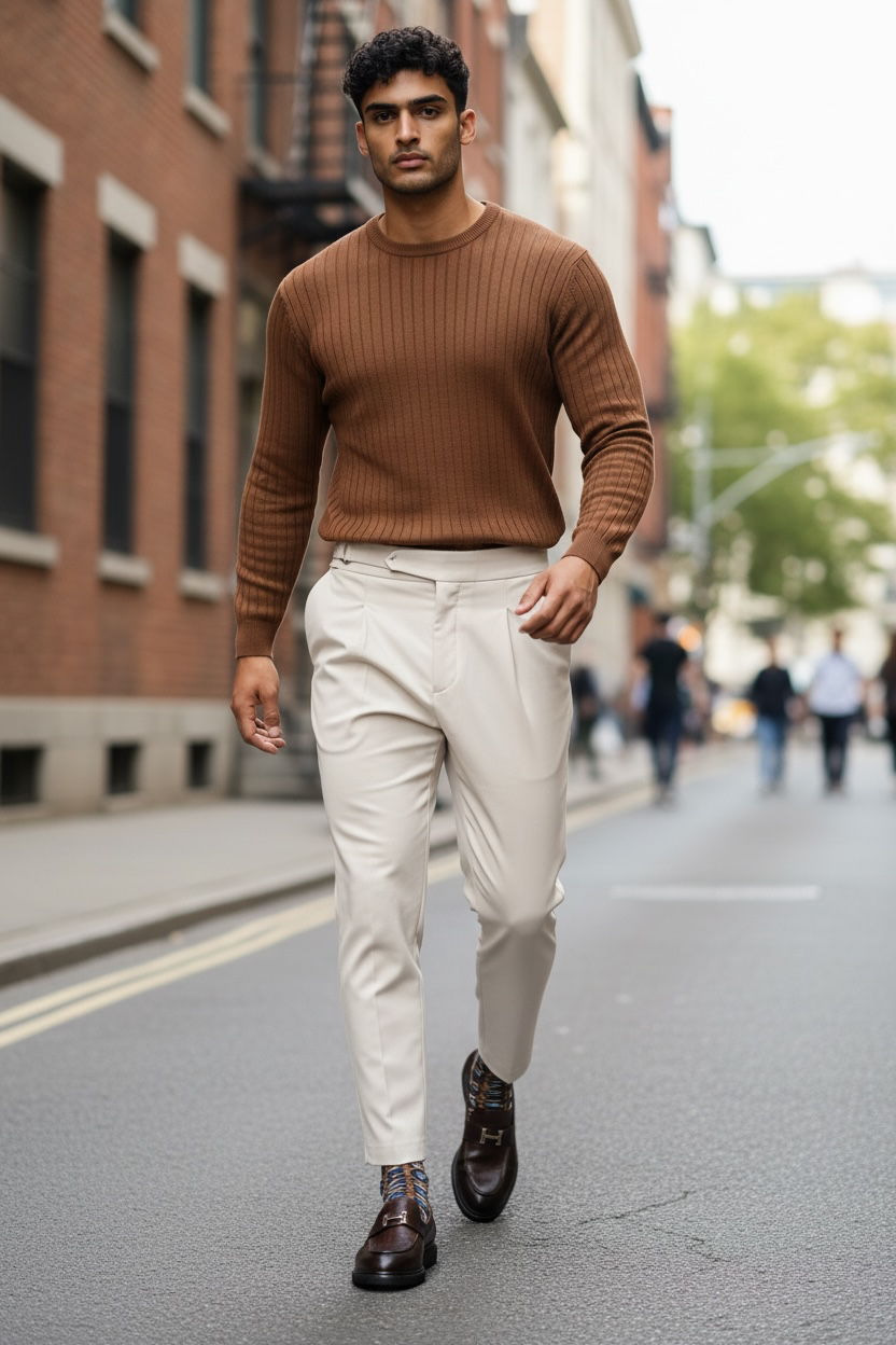 Pantaloni barbati eleganti bej S136 B15-5.3