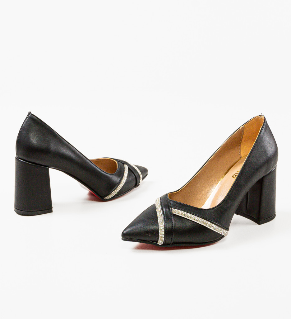 Pantofi Dama Crysta Negri cu Toc Eleganți - imagine 5