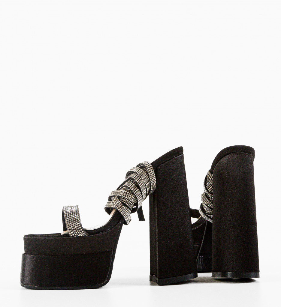 Sandale Dama Strap Negre Elegante cu Toc - imagine 6