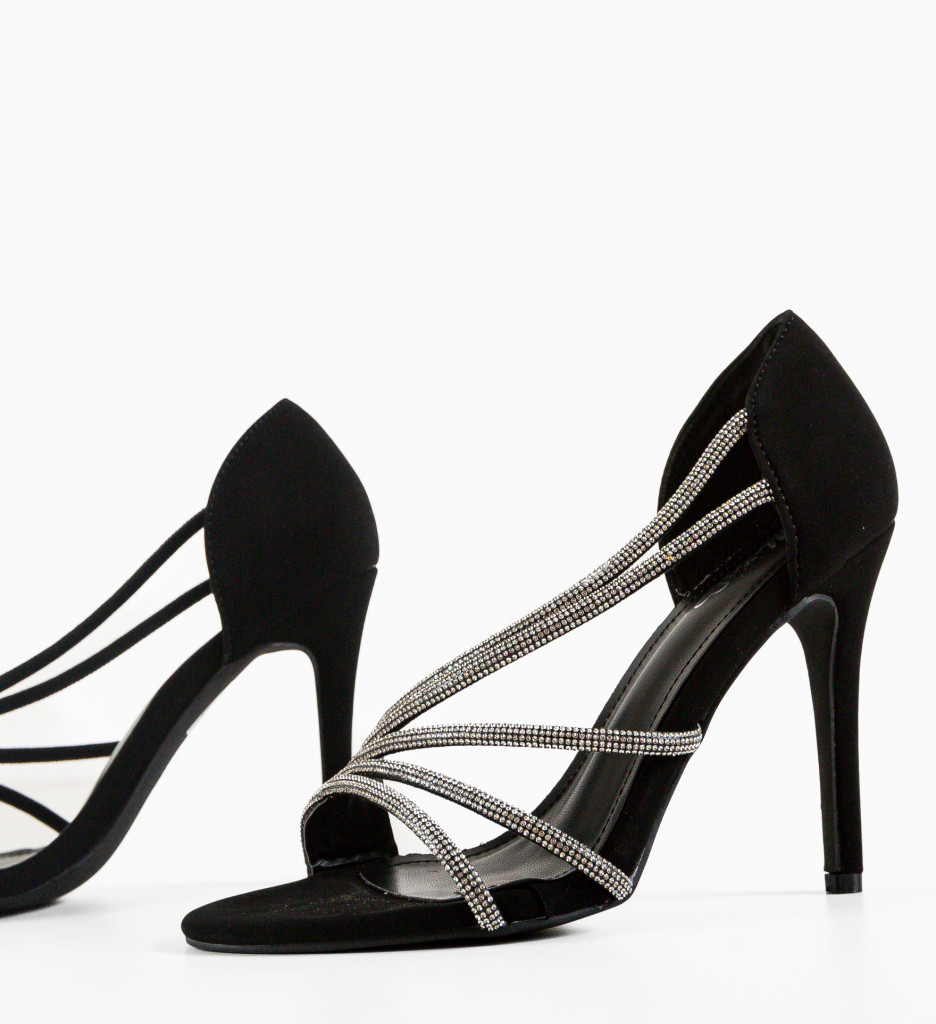 Sandale Bastille Negre cu Toc Elegant - imagine 5