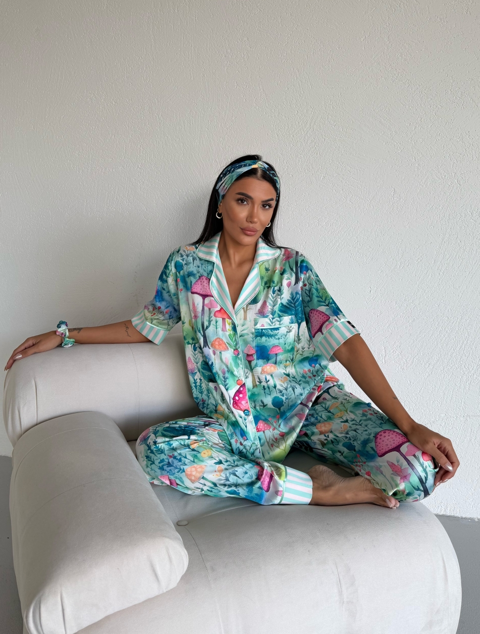 Set Pijama Dama 2 Piese Delis Satin Mat - imagine 6