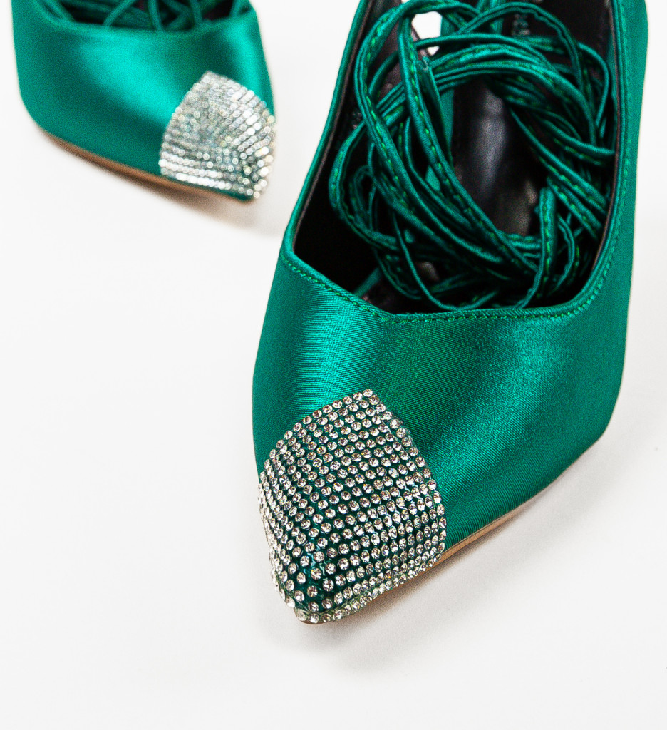 Pantofi Karola Verzi Eleganți cu Toc - imagine 6