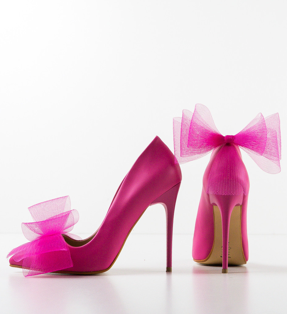 Pantofi Merlyn Fuchsia Eleganți cu Toc - imagine 7