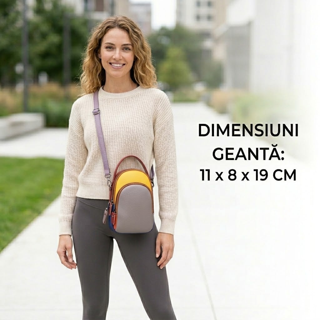 Geanta Delis Piele Naturala Multicolor GT3343 - imagine 5