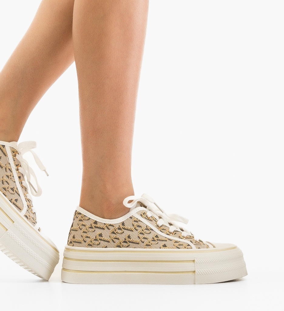 Sneakers Dama Vidia Bej | Confort & Stil - imagine 2