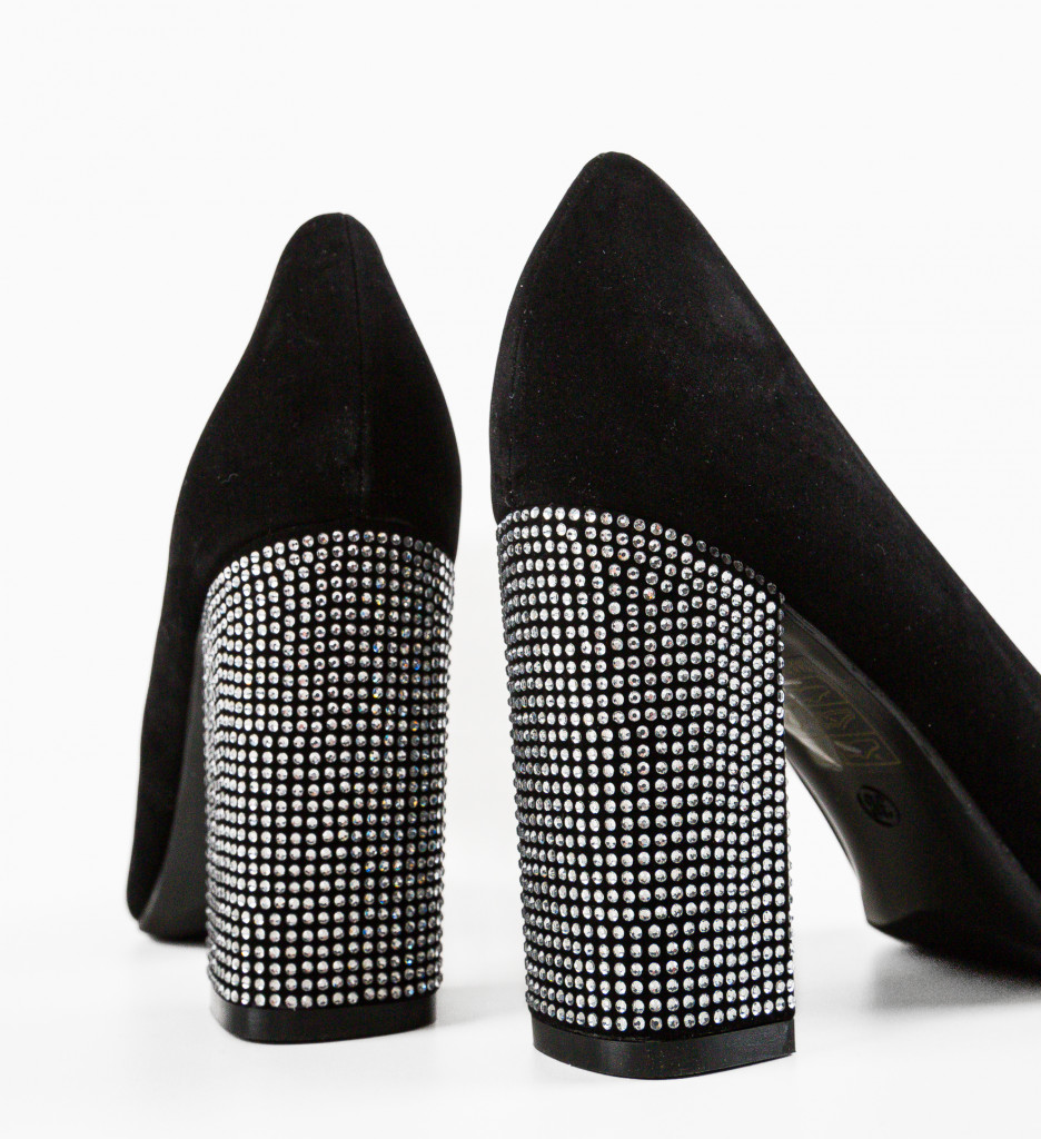 Pantofi Dama Evely Negri Eleganți cu Toc - imagine 8