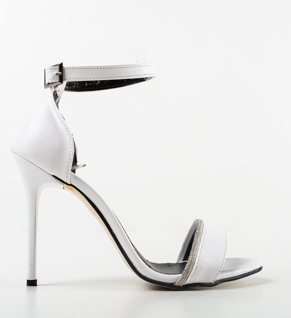Sandale cu Toc Cassius Albe | Stil Elegant - imagine 4