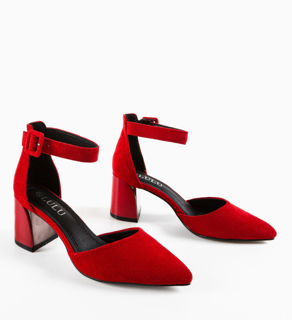 Pantofi Dama Gora Rosii cu Toc Eleganti - imagine 7